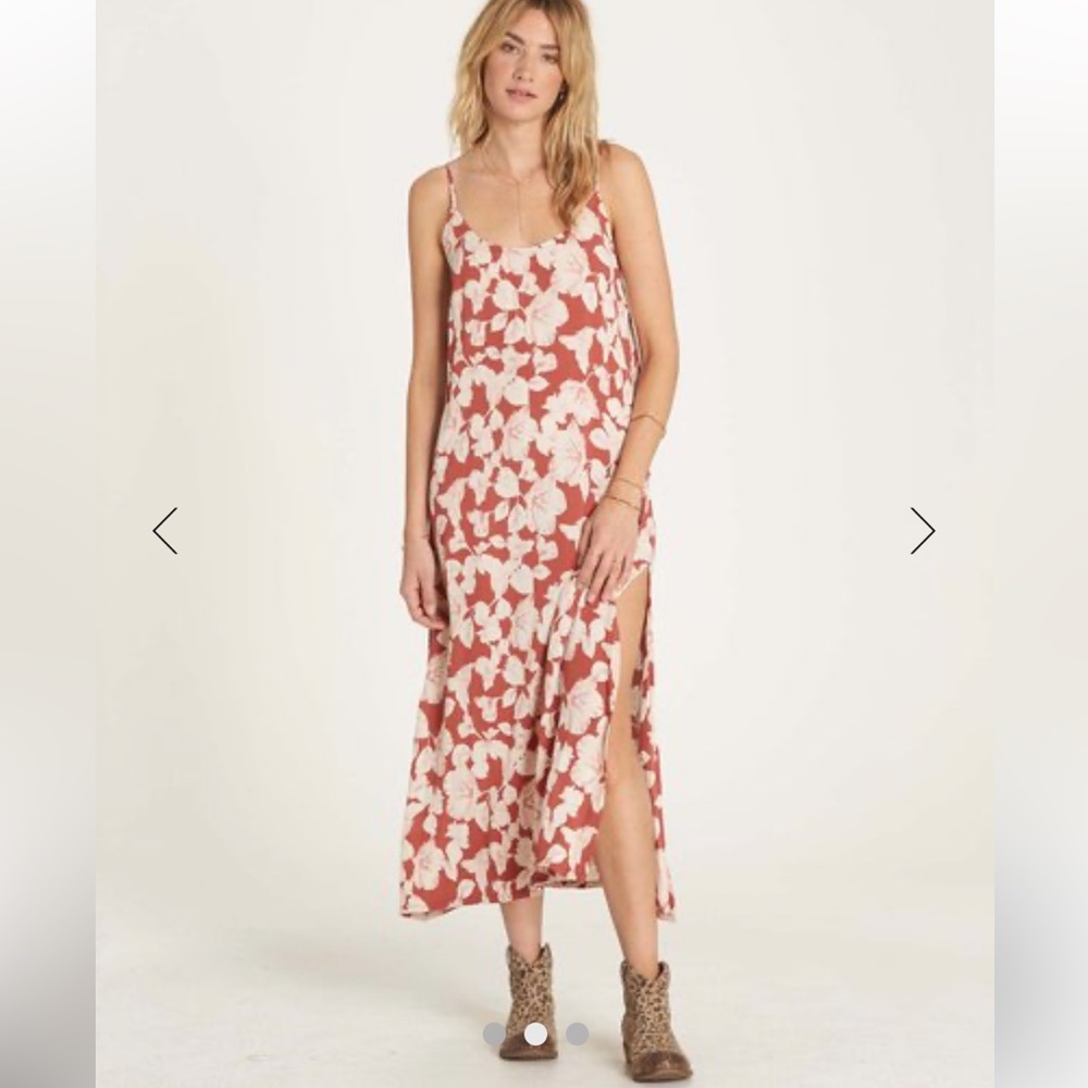 Billabong Floral Midi Dress - Rust and Cream
